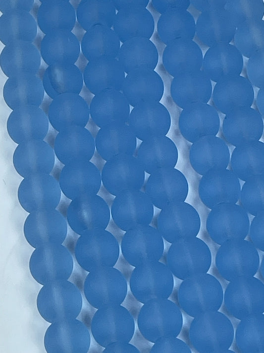 Rec Blue Quartz Matte 12mm, 16" Strand
