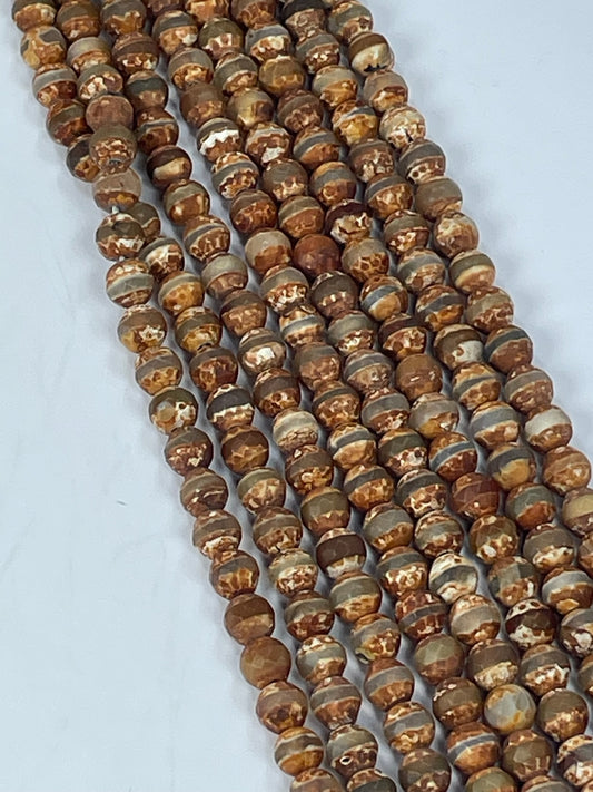 One Line Tibet Agate, 6mm, 16" Strand