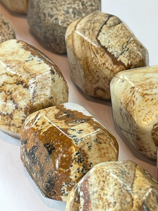 Picture Jasper Nuggets, 16x21mm, 16" Strand