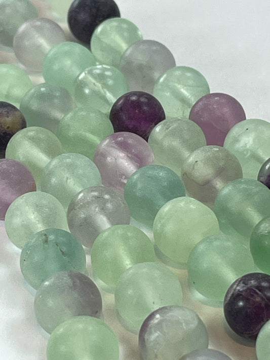 Fluorite Matted, 8mm, 8" Strand