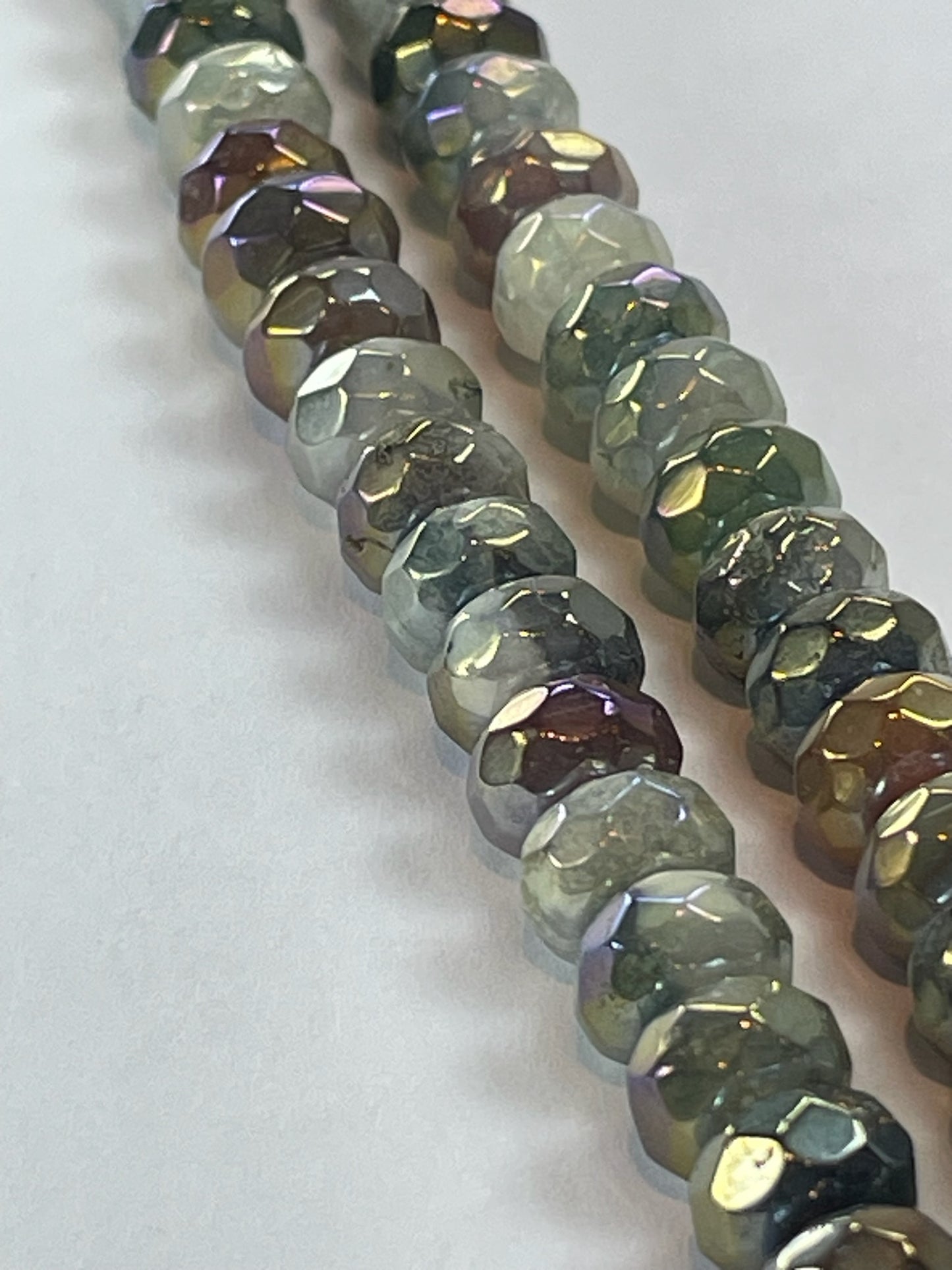 Plated Agate Faceted Rondelles, 5x8mm, 16" Strand