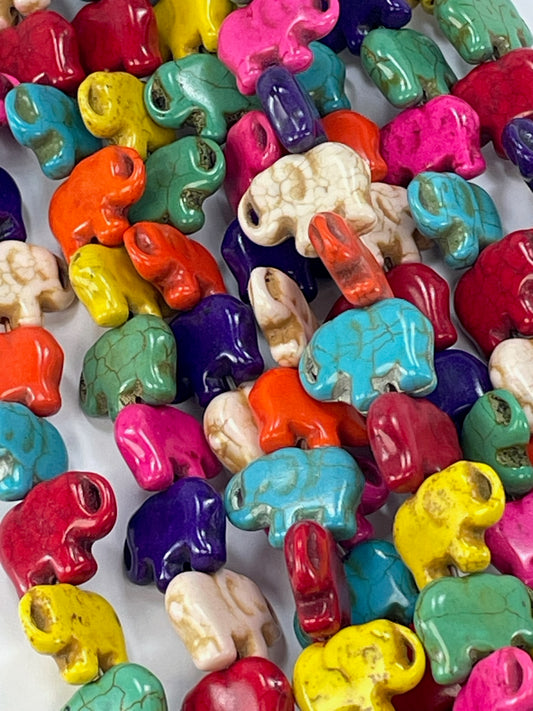 Mixed Mag 'Turq' Elephant, 15x23mm, 16" Strand