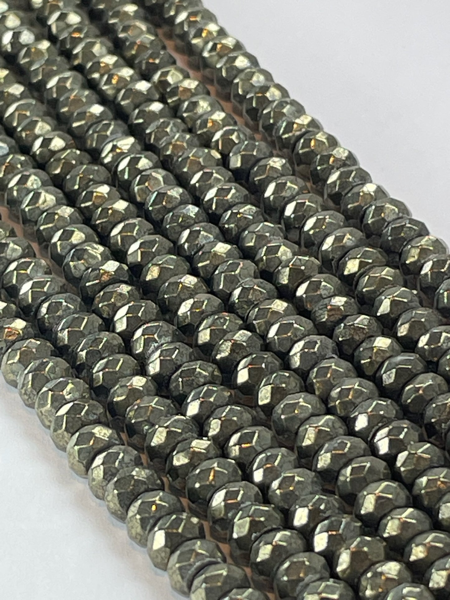 Pyrite Faceted Rondelles, 3x5mm, 16" Strand