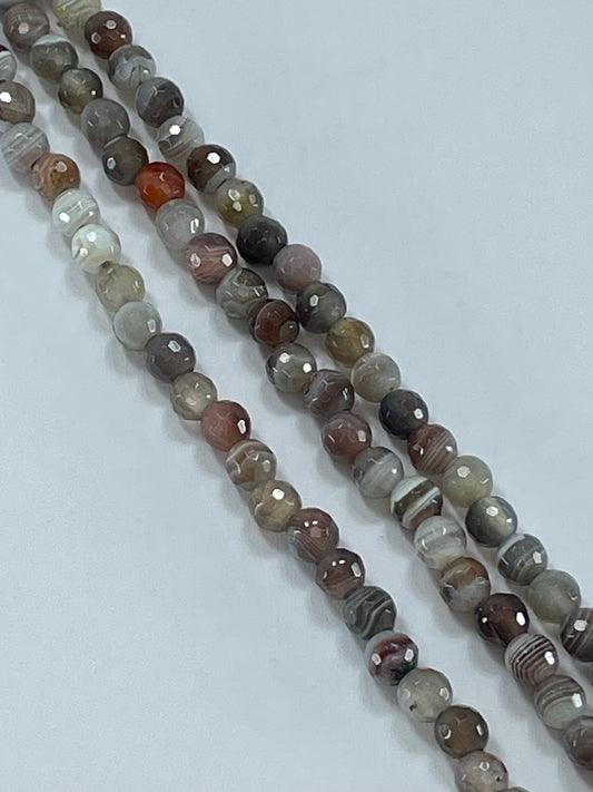 LH Botswana Agate Fac, 6mm, 8" Strand