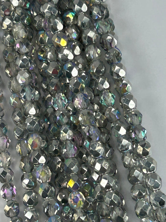 Czech Fac Round - Crystal Silve, 6mm