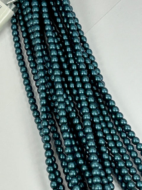 Czech Pastel Petrol 4mm, 6" strand