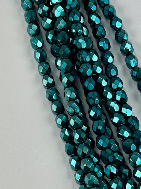 Czech FP Jet Metal Turquoise, 6mm