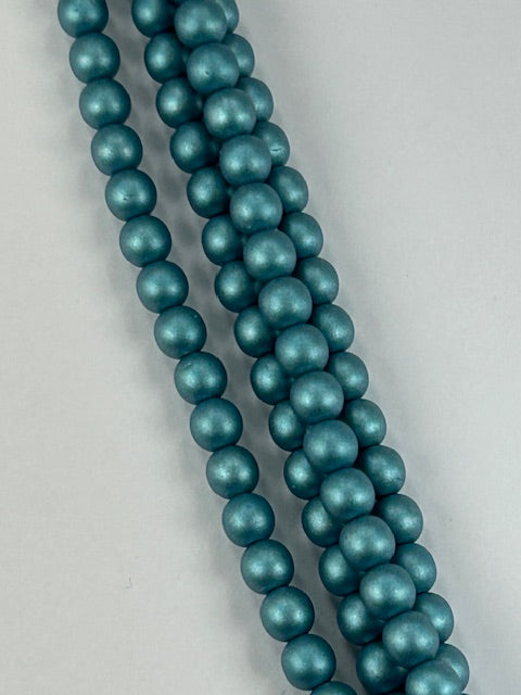 Czech Round - Metallic Aqua 6mm