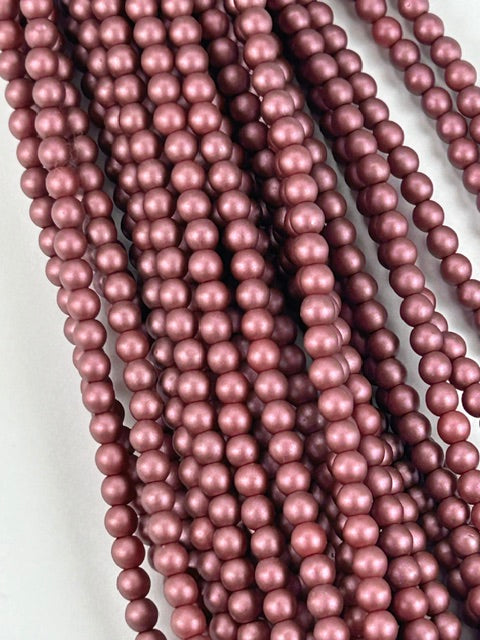 Czech Round Pastel Burgundy 4mm