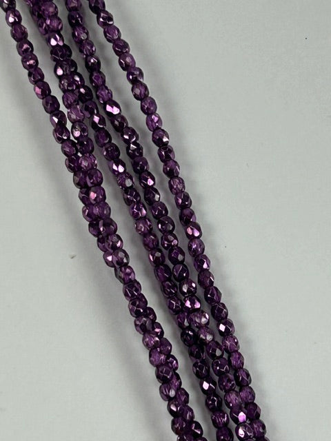 Czech FP Crystal Amethyst Metallic Ice 3mm
