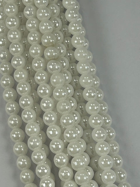 Czech White Shimmer Luster 6mm