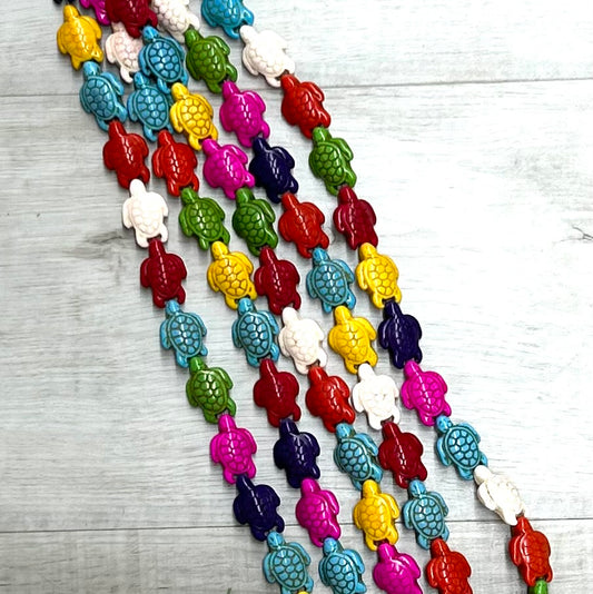 Mag Turquoise Turtle, 20x28mm, 16" Strand