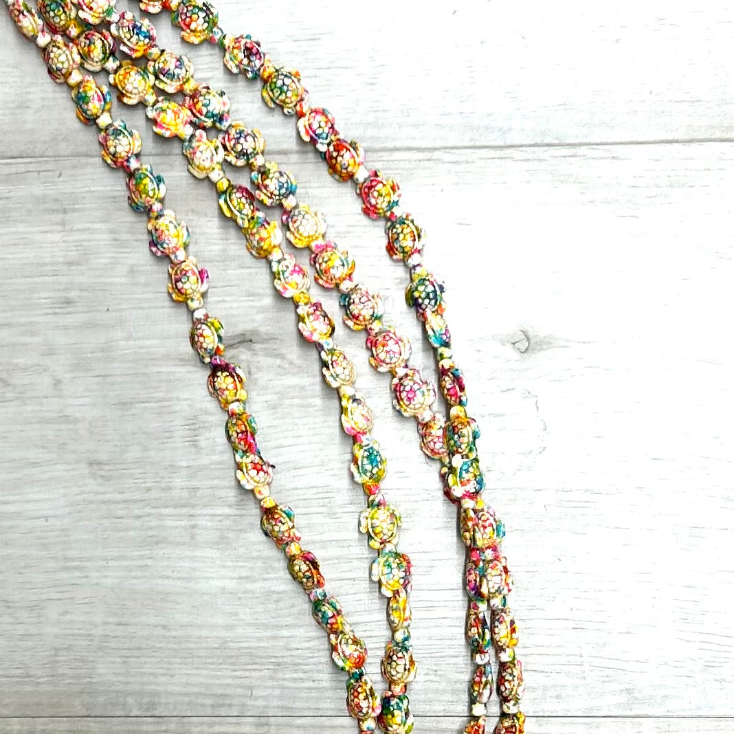 Multi Mag 'Turq' Turtles, 13x17mm, 16" Strand
