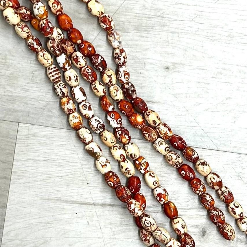 Copper Tibetan Agate Barrel, 16" Strand
