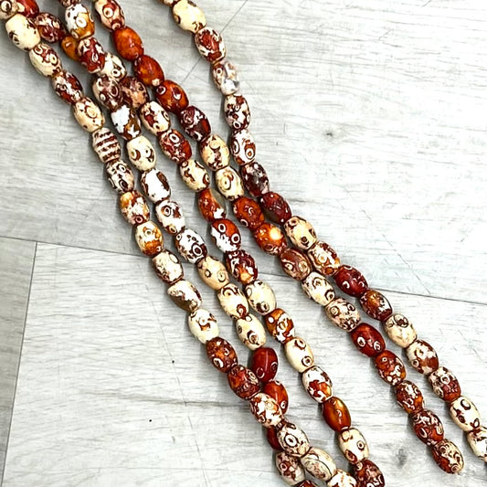 Copper Tibetan Agate Barrel, 16" Strand