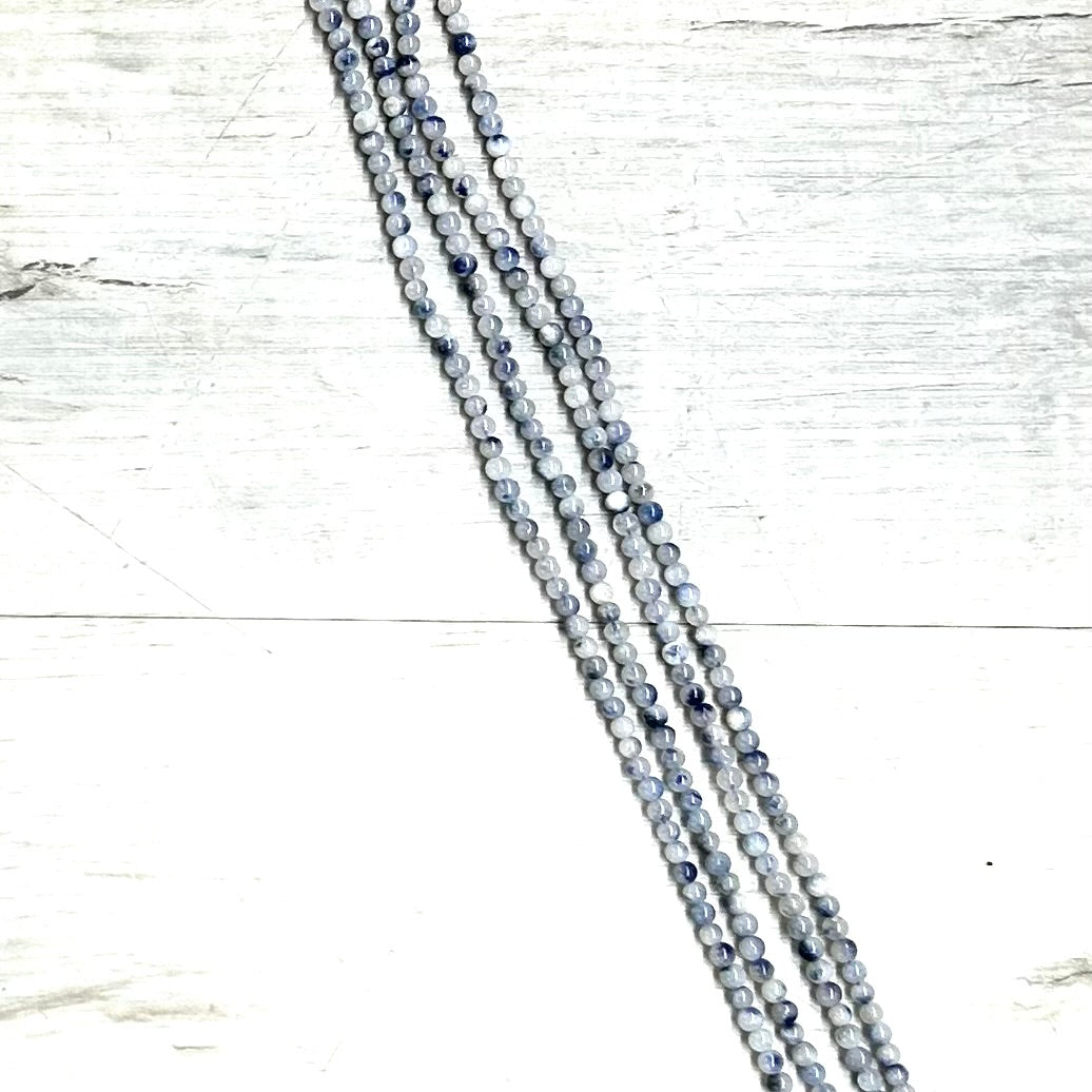 Dumortierite in Quartz 4mm, 16" Strand