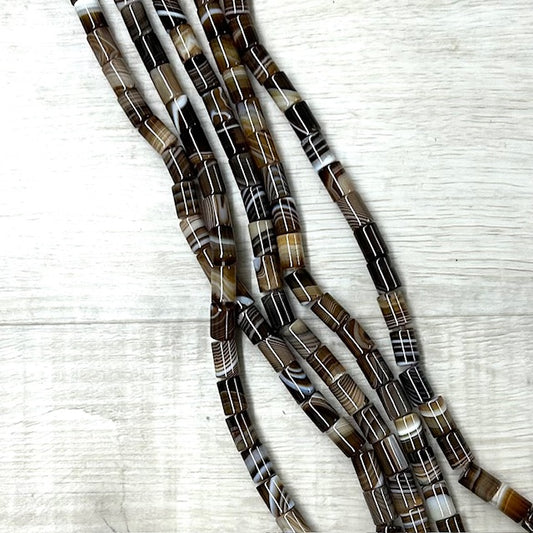 AAA Grade Tibetan Agate Cylinder, 16" strand