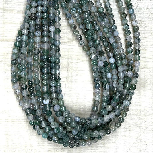 Moss Agate 6mm,  16" Strand