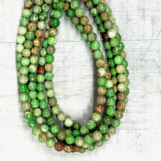 Impression Jasper Lt Green, 8mm, 16" Strand