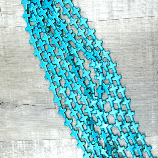Turq. Magn Cross 15x20mm, 16" strand