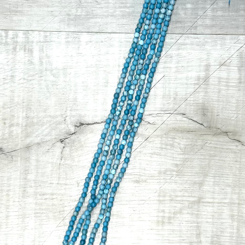 Enhanced Larimar, 4mm, 16" Strand