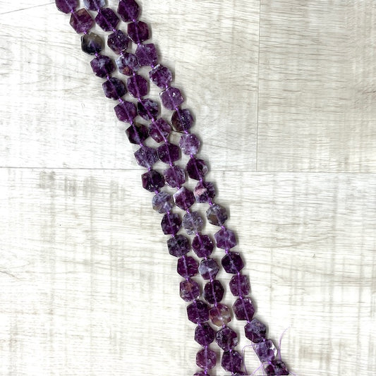Lepidolite Quartz 12-18mm Freeform Hex, 16"