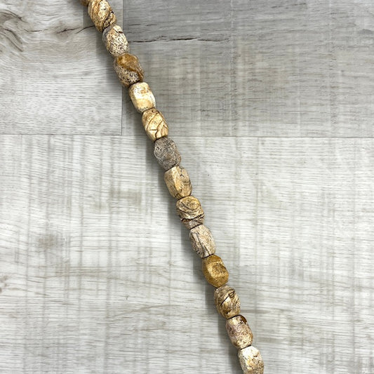 Picture Jasper Faceted Nugget, 5x10mm, 16" Strand