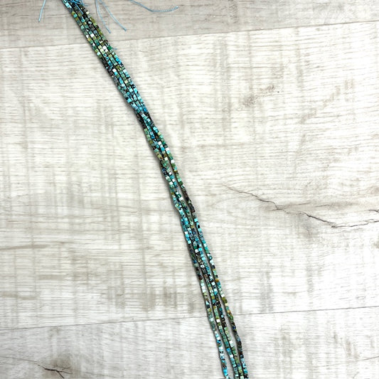 Hubei Turq Table Cut 2mm Cubes, 16" Strand