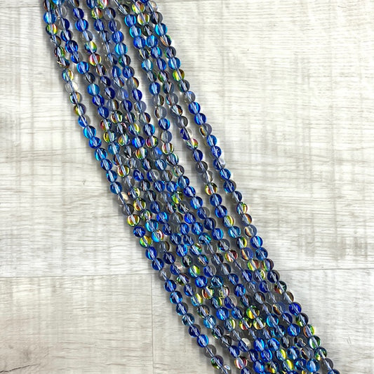 Shiny Mermaid Glass Blue 8mm, 16" Strand
