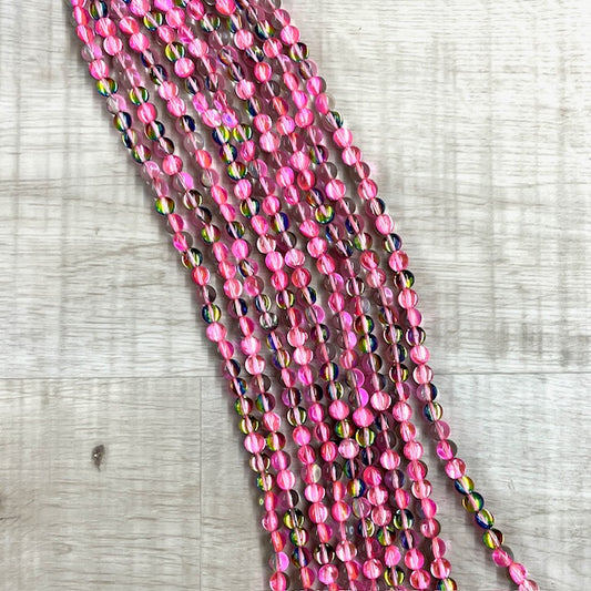 Shiny Mermaid Glass Fuchsia 8mm, 16" Strand