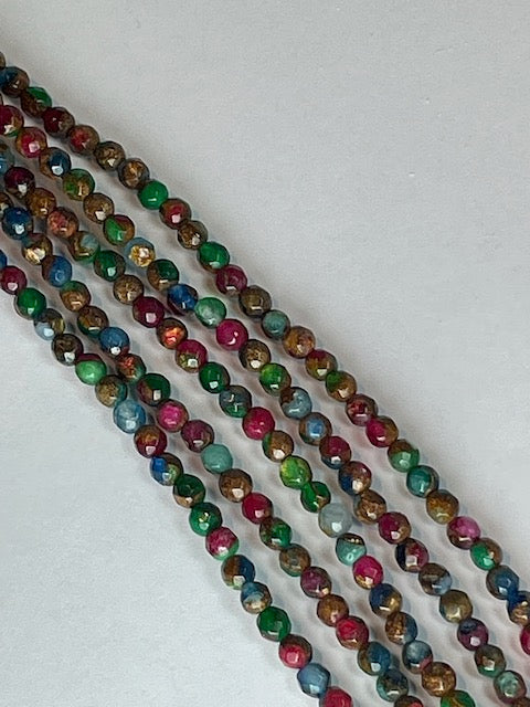 Rainbow Stone Faceted, 4mm, 16" Strand