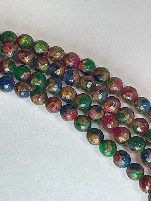 Rainbow Stone Faceted, 8mm, 16" Strand