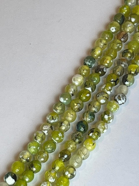 Yellow Fire Agate Faceted, 6mm, 16" Strand