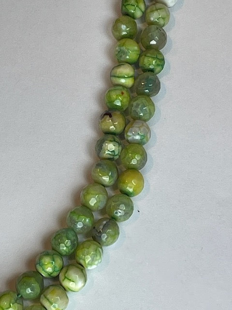 Green Fire Agate Faceted, 8mm, 16" Strand