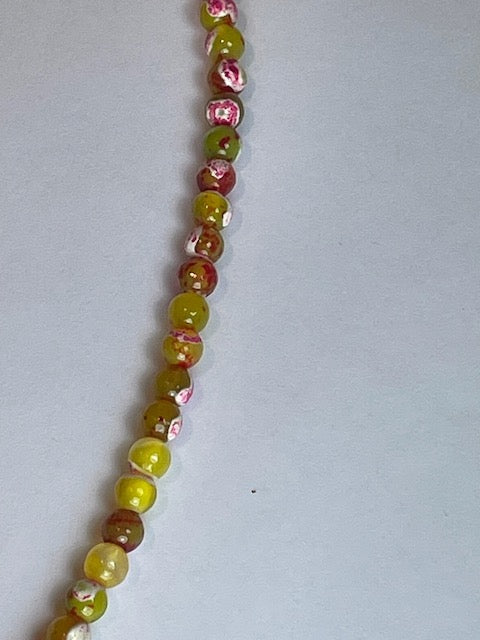 Fuschia/Red Fire Agate Faceted, 6mm, 16" Strand