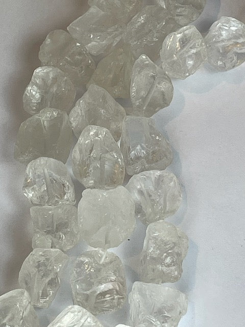 Crystal Quartz Rough Nuggets, 13-15x18-20m, 16" Strand