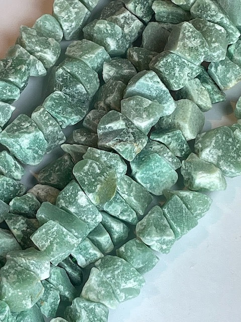 Green Aventurine Rough Nuggets, 6-12mm, 16" Strand