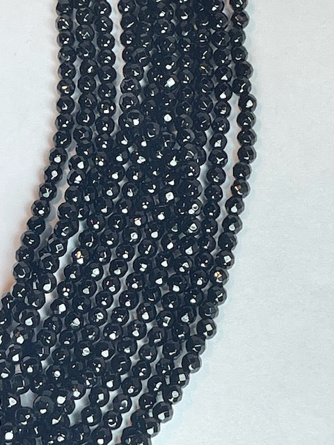 Black Onyx Faceted, 4mm, 16" Strand