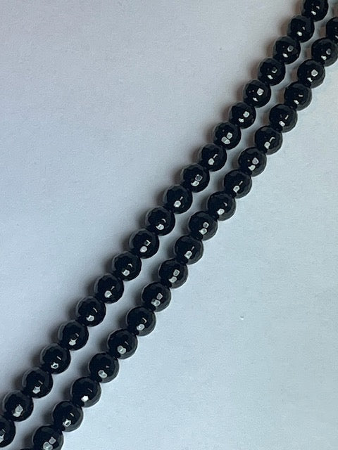 Black Onyx Faceted, 6mm, 16" Strand