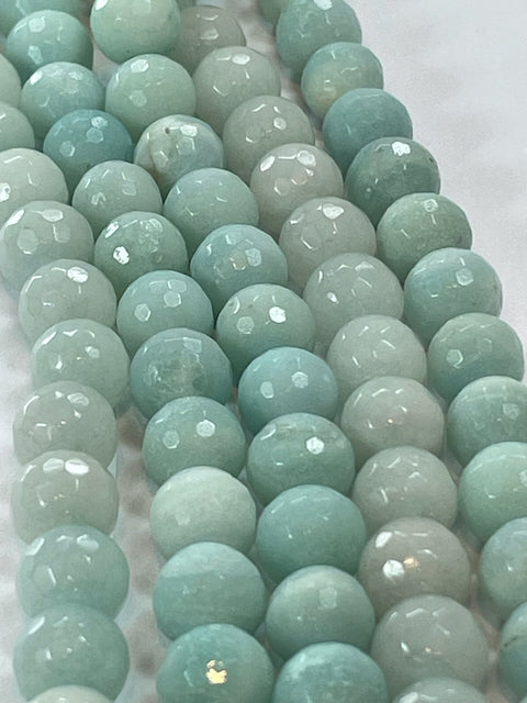 Amazonite Faceted, 8mm, 16" Strand