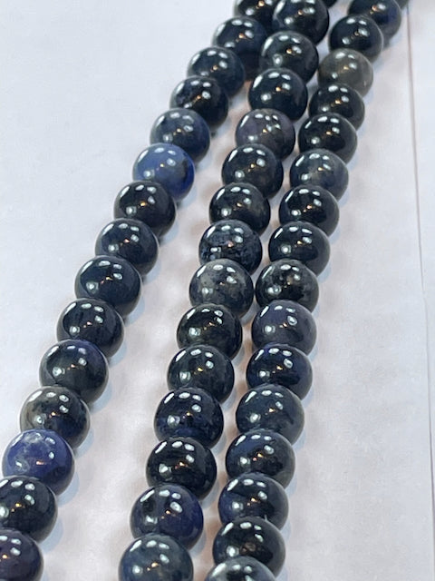 African Blue Stone Dumortierite, 6mm, 16" Strand