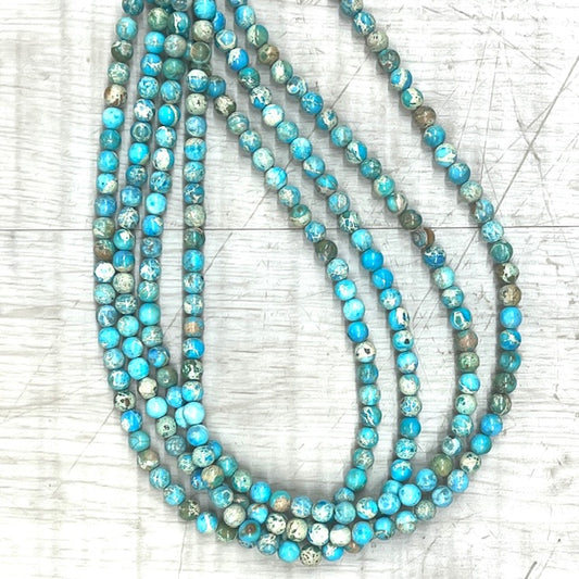 A Grade Lt Blue Imperial Jasper 6mm, 16" Strand