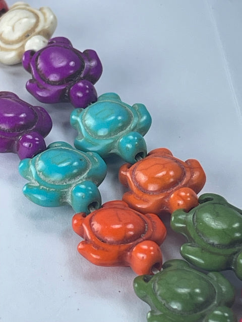 Mixed Mag 'Turq' Turtles, 13x17mm, 16" Strand