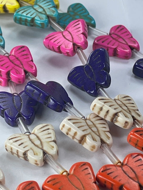 Mixed Magnesite Butterflies Sm, 13x15mm, 16" Strand