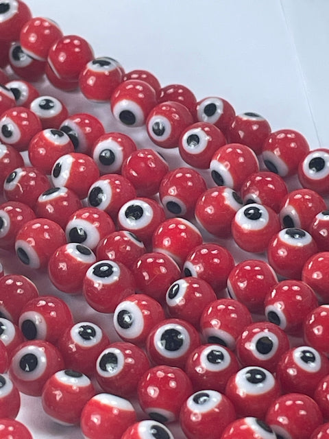 Evil Eye Glass Beads, 6mm, 16" Strand