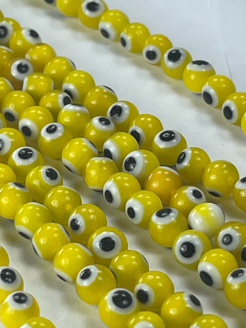 Evil Eye Glass Beads, 6mm, 16" Strand