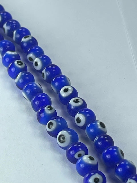 Evil Eye Glass Beads, 6mm, 16" Strand
