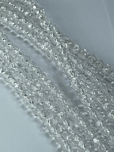 Crystal Quartz Faceted, 4mm, 16" Strand