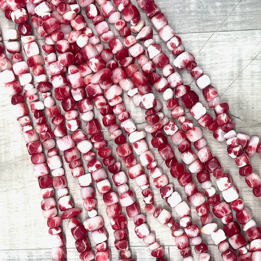 Mashan Jade Nuggets - Red, 5-8mm, 32" Strand