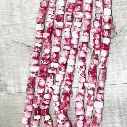 Mashan Jade Nuggets - Pink, 5-8mm, 32" Strand